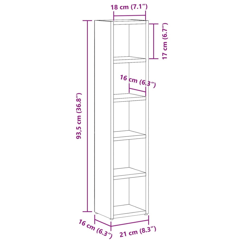 CD Cabinets 2 pcs Artisan Oak 21x16x93.5 cm Engineered Wood