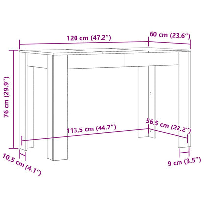 Dining Table Old Wood 120x60x76 cm Engineered Wood