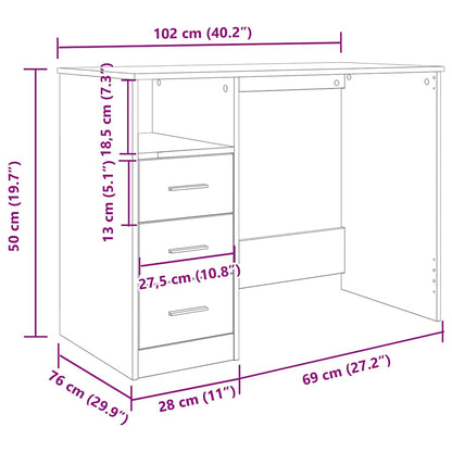 Desk Old Wood 102x76x50 cm Engineered Wood