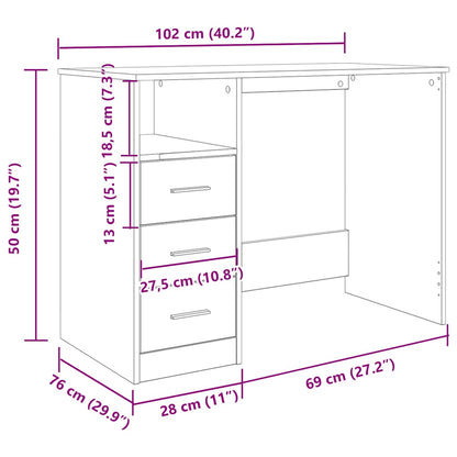 Desk Artisan Oak 102x76x50 cm Engineered Wood