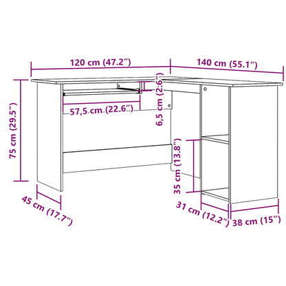 Corner Desk Old Wood 120x140x75 cm Engineered Wood