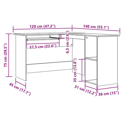 Corner Desk Artisan Oak 120x140x75 cm Engineered Wood