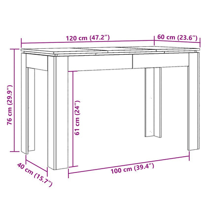 Dining Table Old Wood 120x60x76 cm Engineered Wood