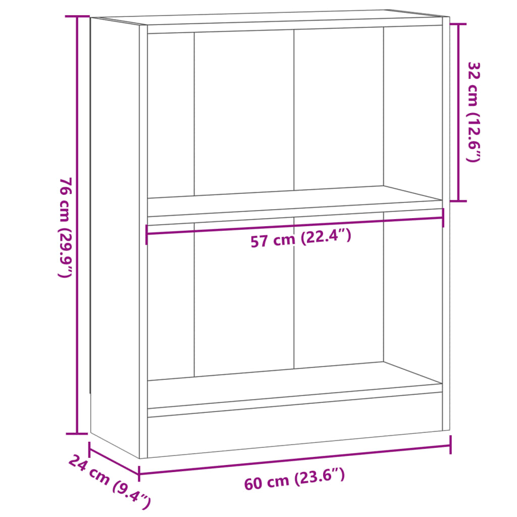 Bookcase Old Wood 60x24x76 cm Engineered Wood