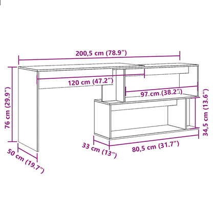 Corner Desk Artisan Oak 200.5x50x76 cm Engineered Wood