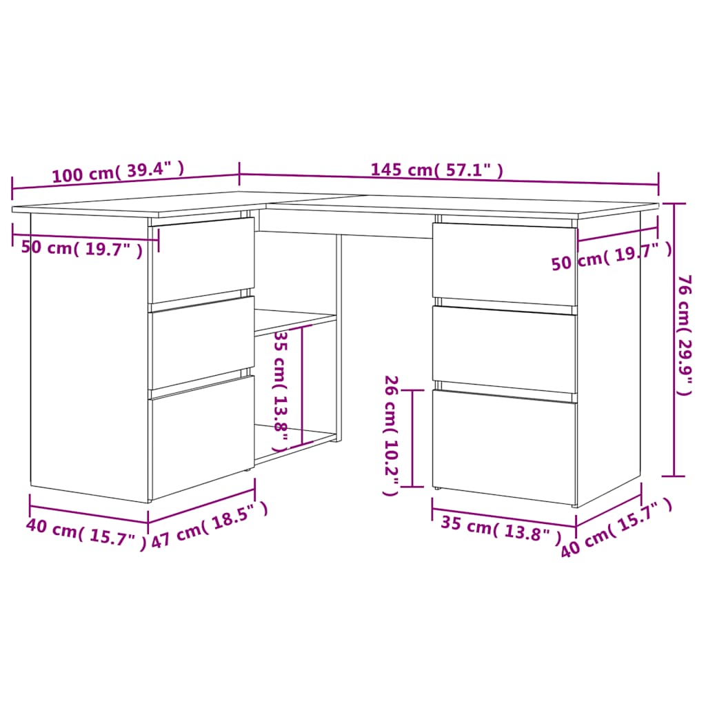 Corner Desk Old Wood 145x100x76 cm Engineered Wood