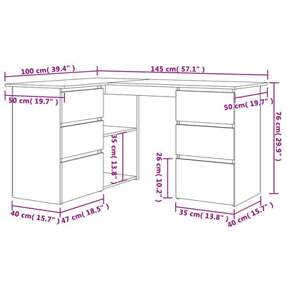 Corner Desk Artisan Oak 145x100x76 cm Engineered Wood