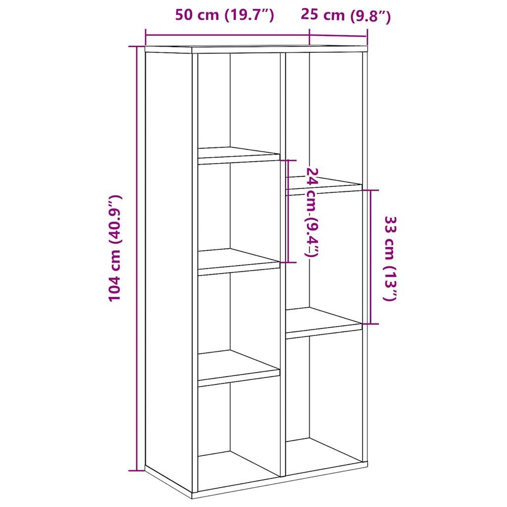 Book Cabinet Old Wood 50x25x104 cm