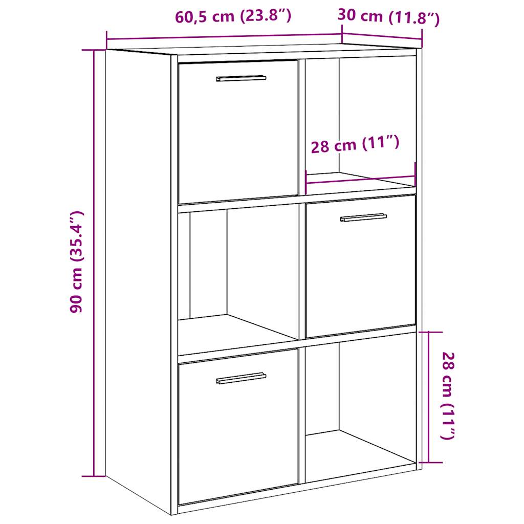 Bookshelf Old Wood 60.5x30x90 cm Engineered Wood