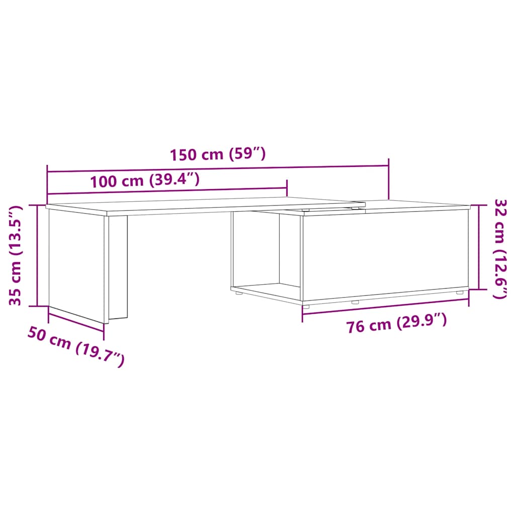 Coffee Table Artisan Oak 150x50x35 cm Engineered Wood