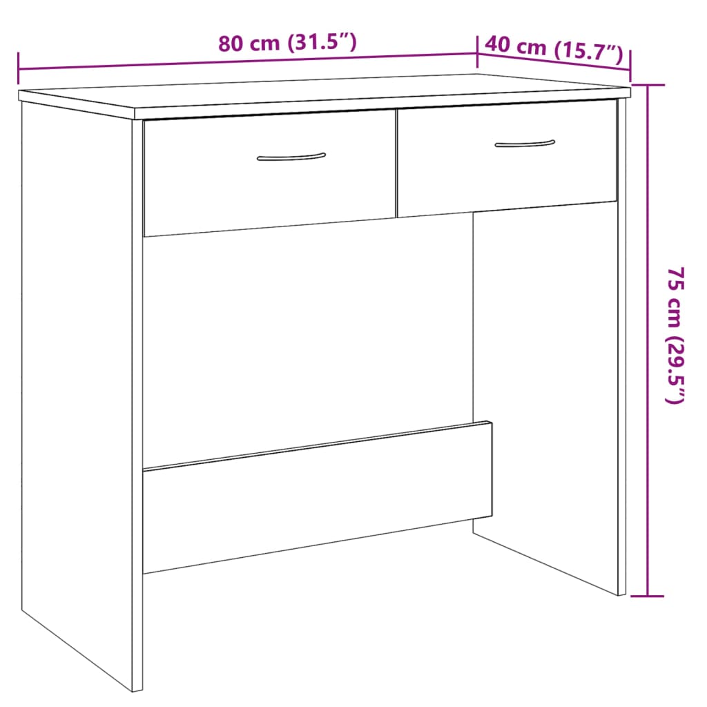 Desk Artisian Oak 80x40x75 cm Engineered Wood