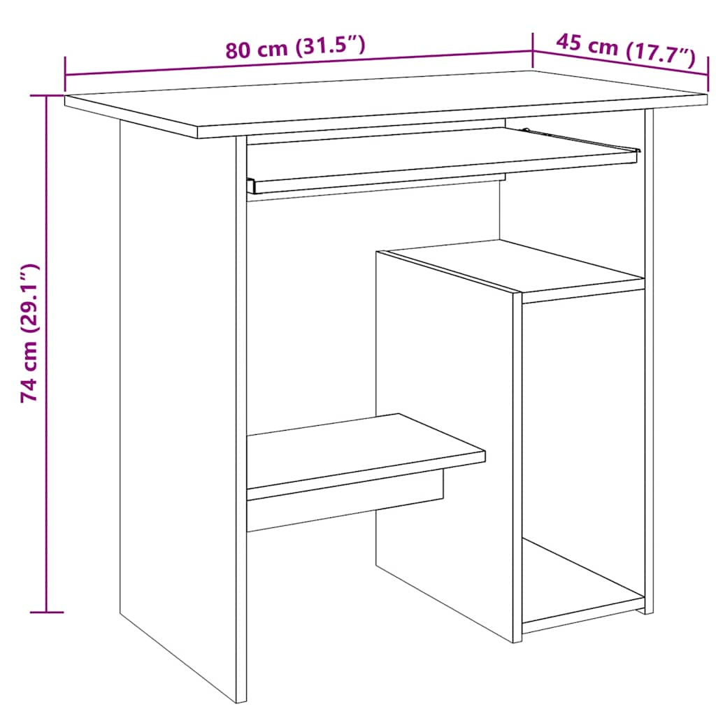 Desk Old Wood 80x45x74 cm Engineered Wood