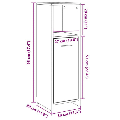 Bathroom Cabinet Old Wood 30x30x95 cm Engineered Wood