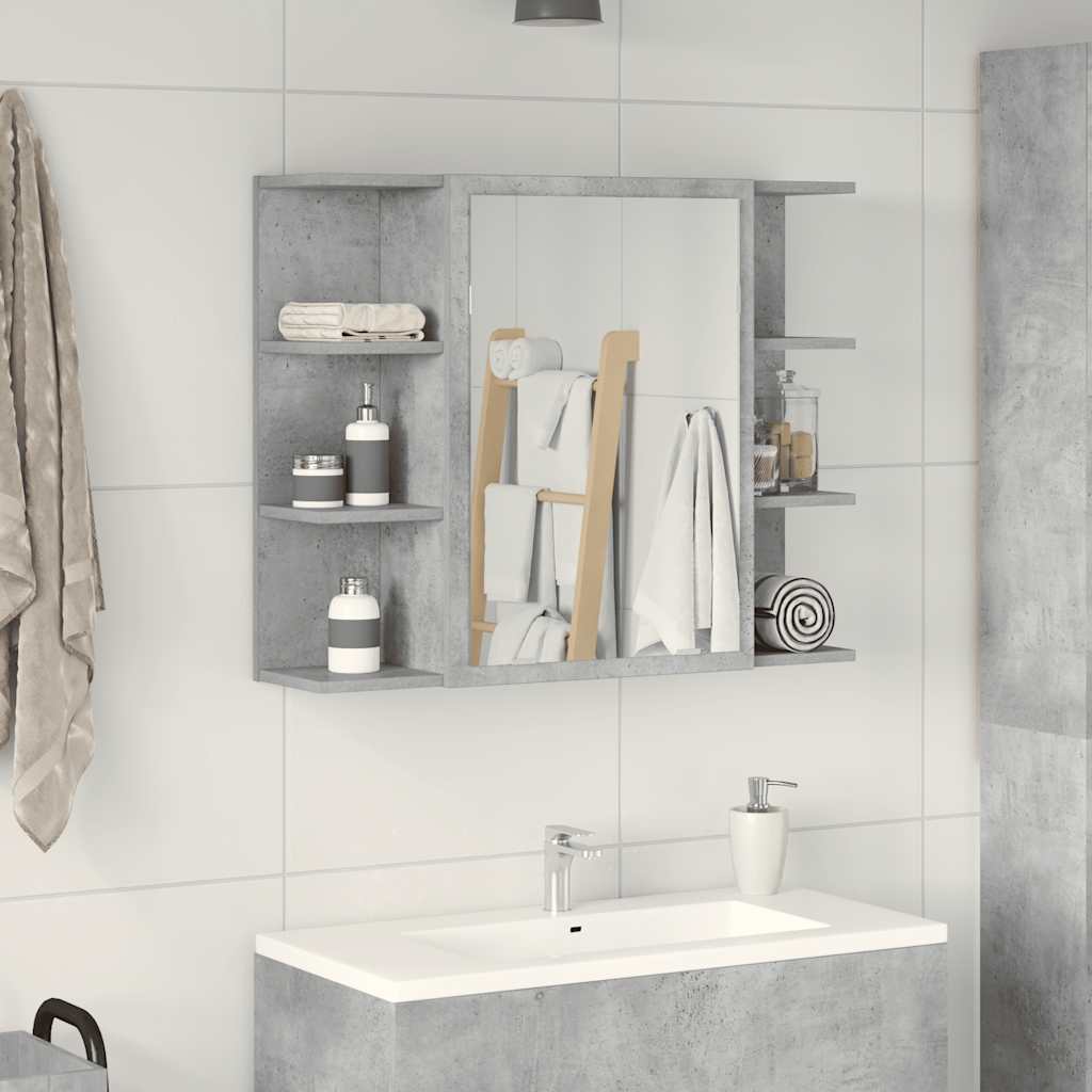 Bathroom Mirror Cabinet Concrete Grey 80x20.5x64 cm Engineered Wood