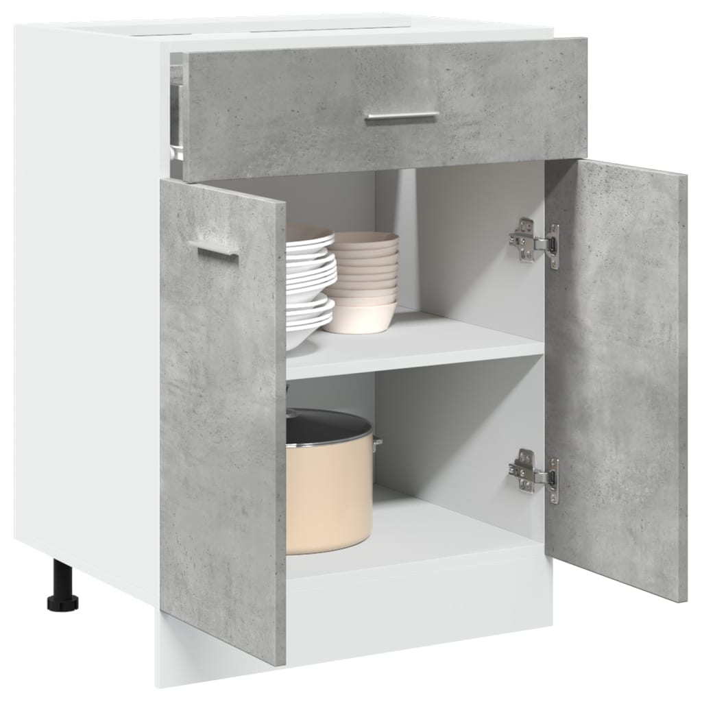 Drawer Bottom Cabinet Concrete Grey 60x46x81.5 cm Engineered Wood