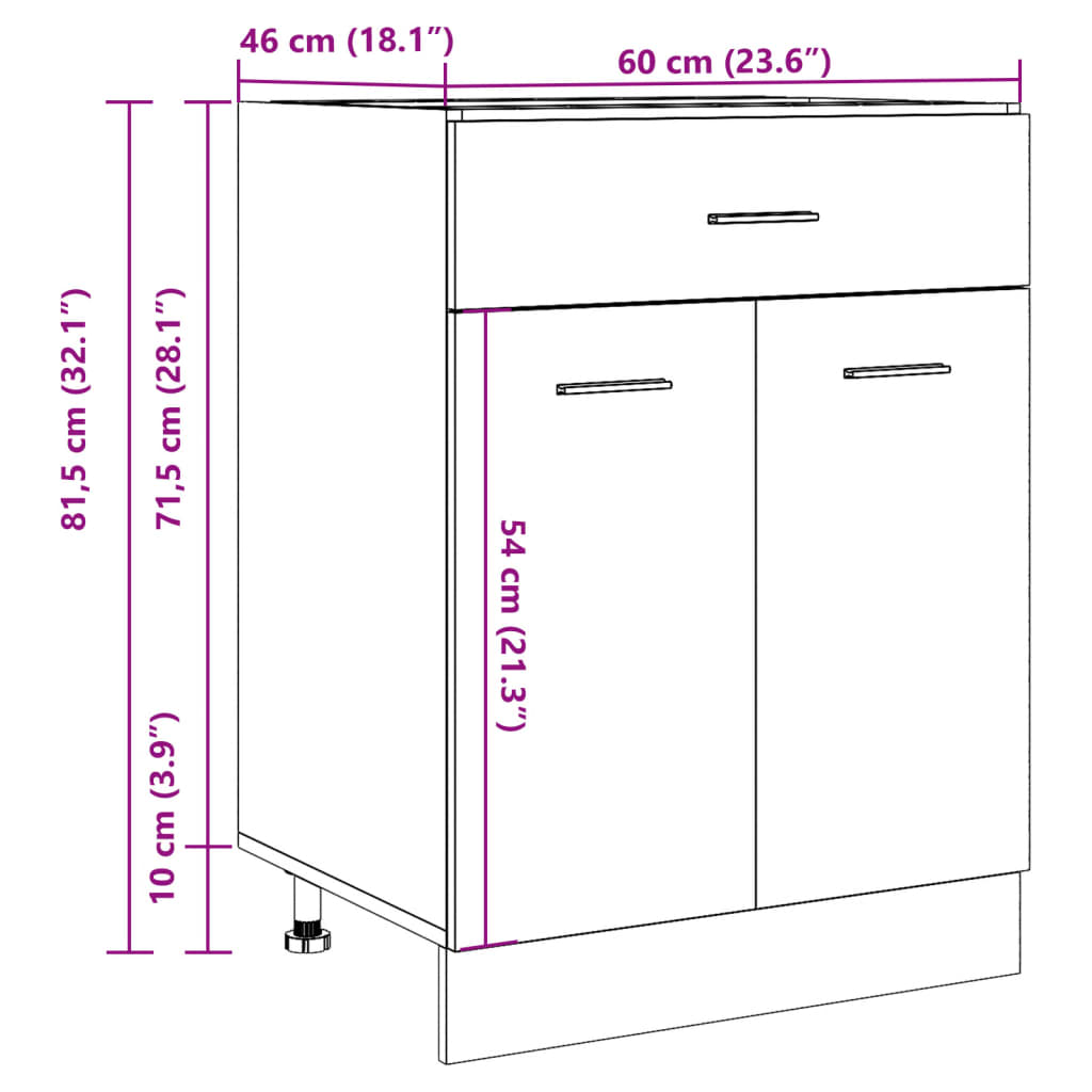 Drawer Bottom Cabinet Old Wood 60x46x81.5 cm Engineered Wood