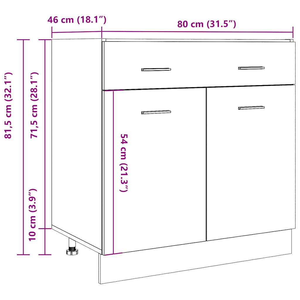 Drawer Bottom Cabinet Concrete Grey 80x46x81.5 cm Engineered Wood