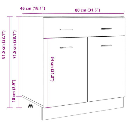 Drawer Bottom Cabinet Concrete Grey 80x46x81.5 cm Engineered Wood