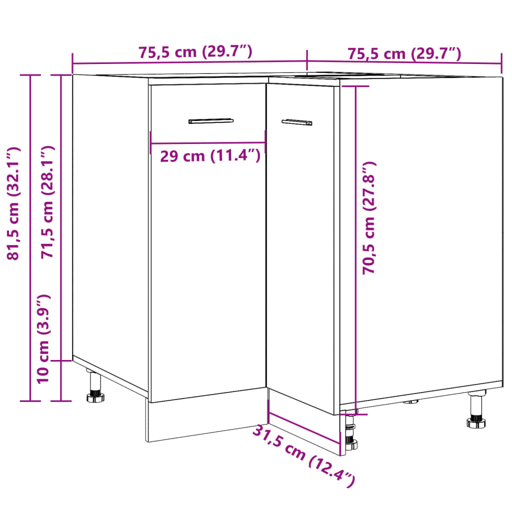 Kitchen Cabinet Concrete Grey 75.5x75.5x81.5 cm Engineered Wood