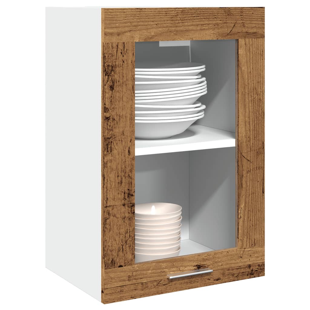 Hanging Glass Cabinet Old Wood 40x31x60 cm Engineered Wood