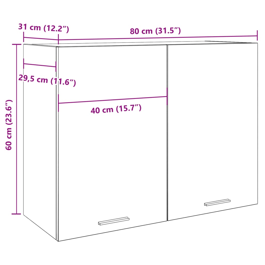 Hanging Cabinet Old Wood 80x31x60 cm Engineered Wood