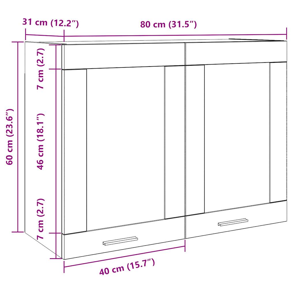 Hanging Glass Cabinet Old Wood 80x31x60 cm Engineered Wood