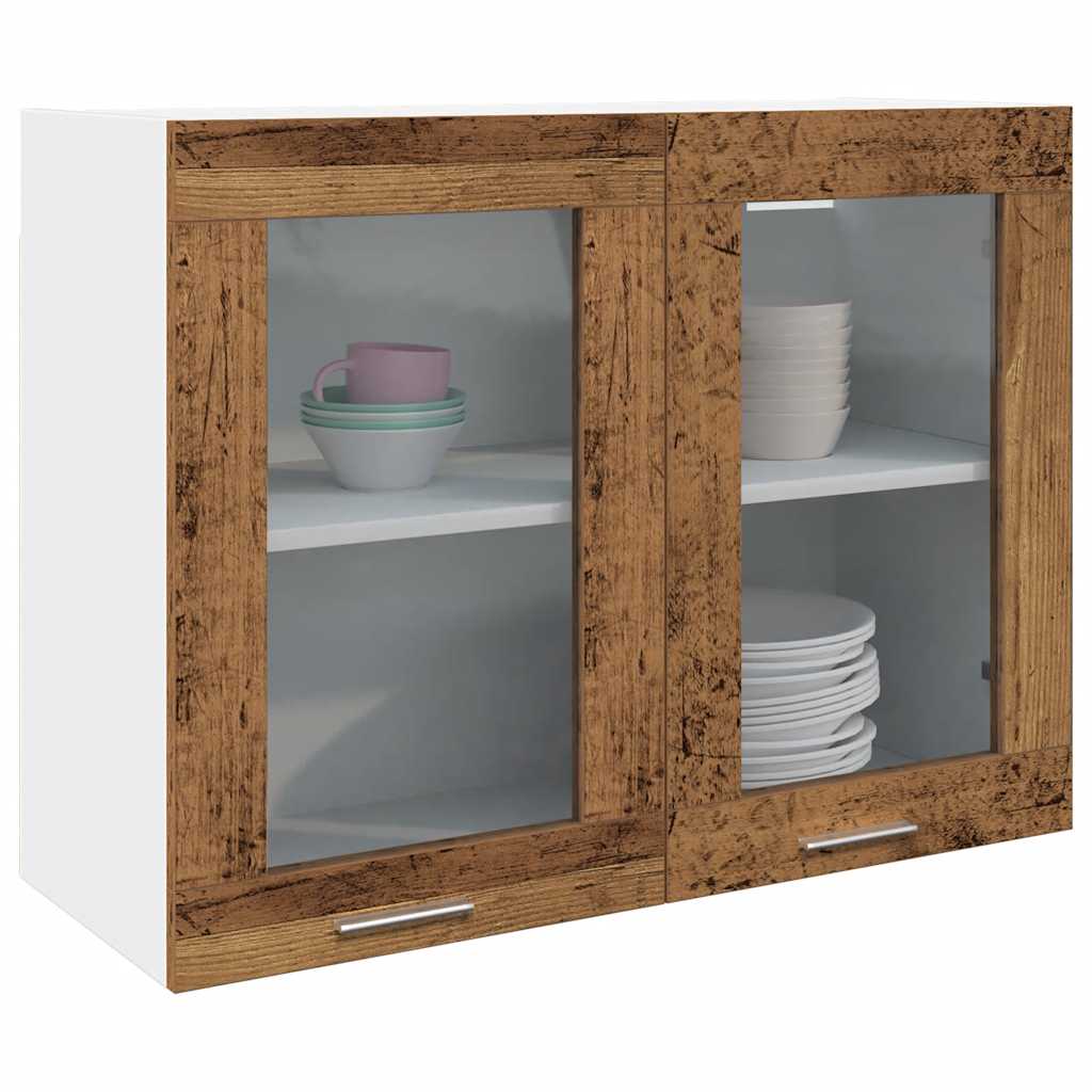 Hanging Glass Cabinet Old Wood 80x31x60 cm Engineered Wood