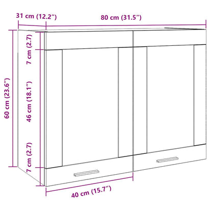 Hanging Glass Cabinet Artisian Oak 80x31x60 cm Engineered Wood