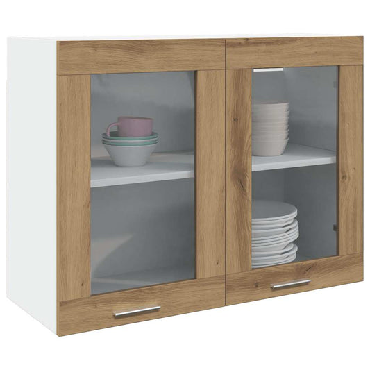 Hanging Glass Cabinet Artisian Oak 80x31x60 cm Engineered Wood