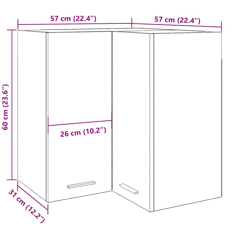 Hanging Corner Cabinet Concrete Grey 57x57x60 cm Engineered Wood