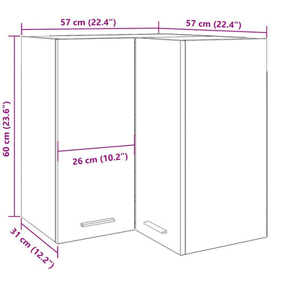 Hanging Corner Cabinet Old Wood 57x57x60 cm Engineered Wood