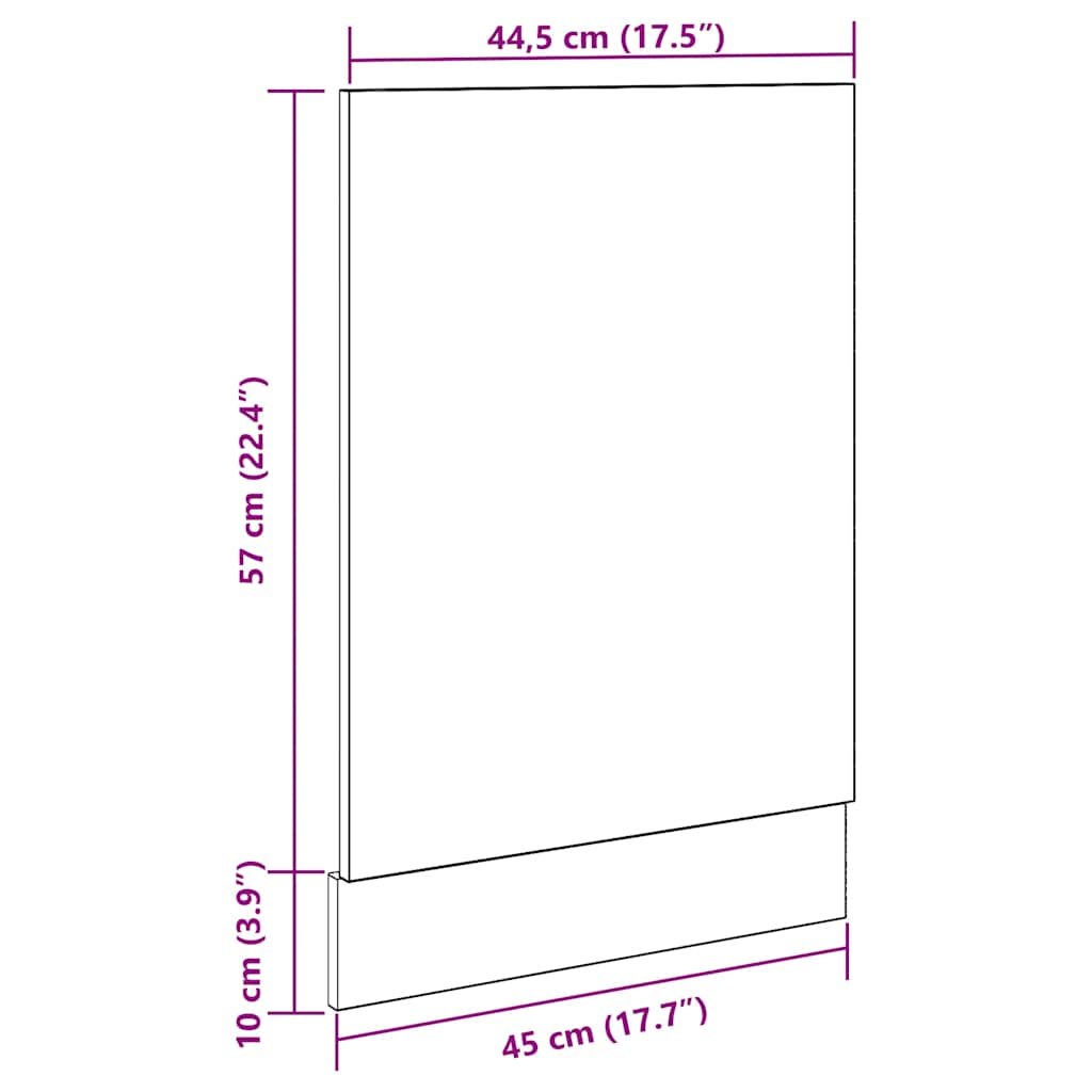 Dishwasher Panel Concrete Grey 45x3x67 cm cm