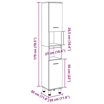 Bathroom Cabinet Concrete Grey 30x30x179 cm Engineered Wood