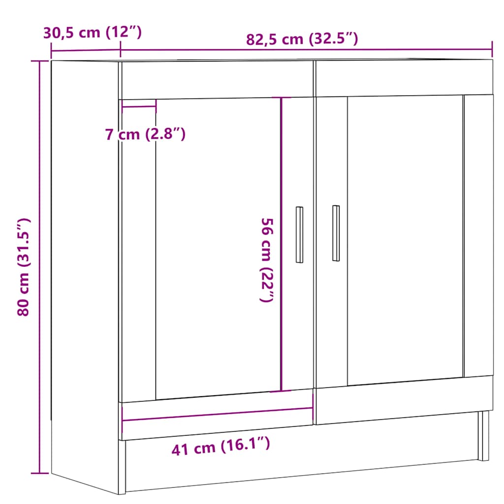 Book Cabinet Old Wood 82.5x30.5x80 cm Engineered Wood