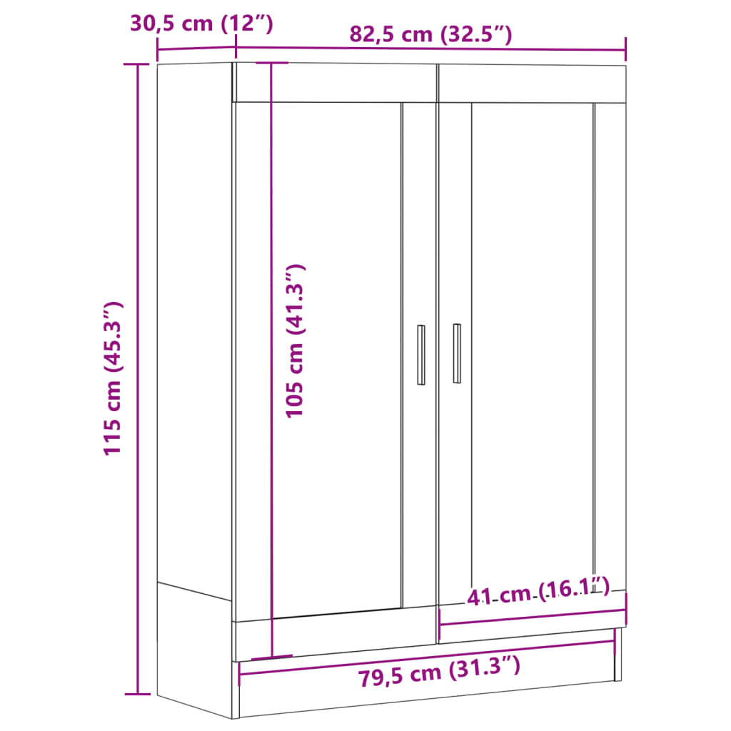 Book Cabinet Old Wood 82.5x30.5x115 cm Engineered Wood