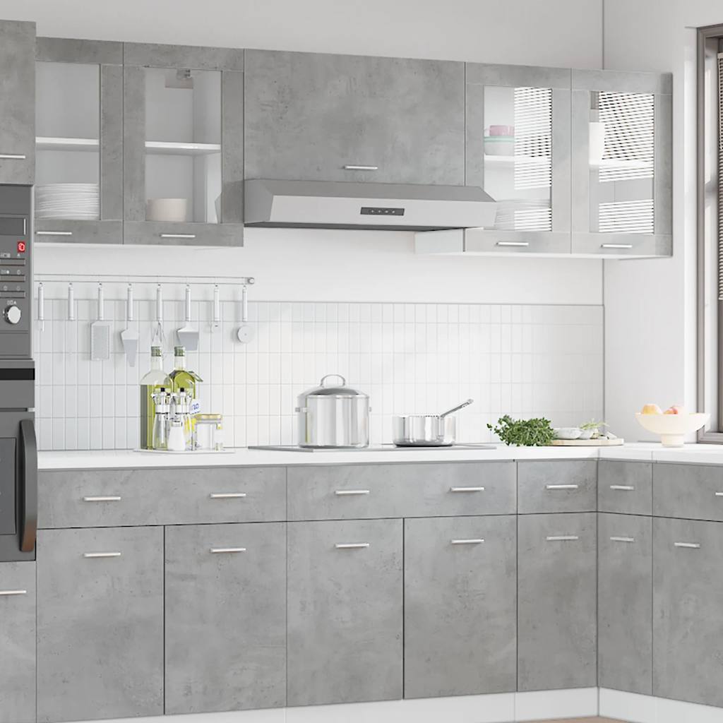 Kitchen Wall Cabinet with Glass Door Concrete Grey 60x31x60 cm