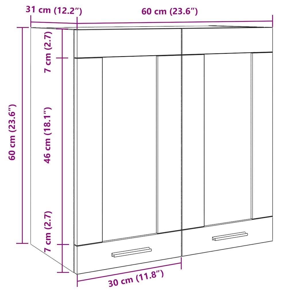 Kitchen Wall Cabinet with Glass Door Concrete Grey 60x31x60 cm