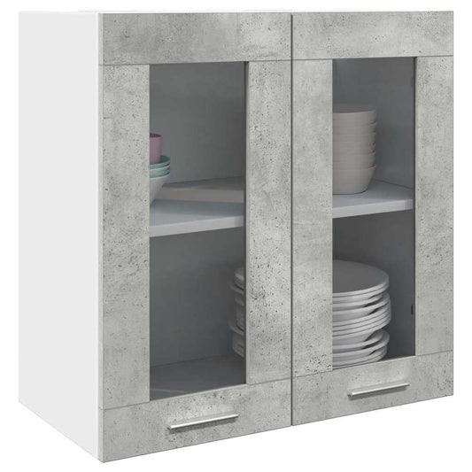 Kitchen Wall Cabinet with Glass Door Concrete Grey 60x31x60 cm