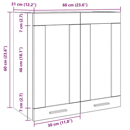 Kitchen Wall Cabinet with Glass Door Artisan Oak 60x31x60 cm