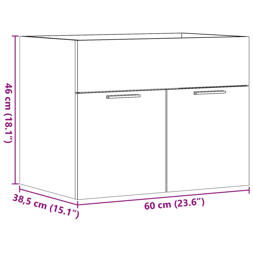 Sink Cabinet Sonoma Oak 60x38.5x46 cm Engineered Wood