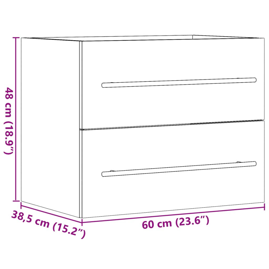 Sink Cabinet Concrete Grey 60x38.5x48 cm Engineered Wood