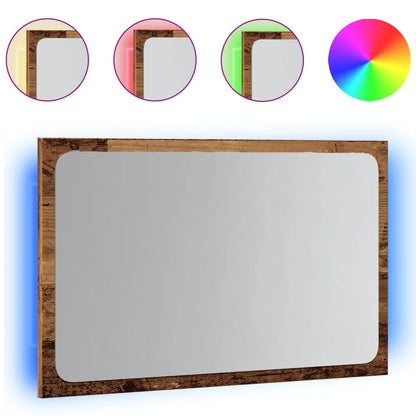 Bathroom Mirror with LED Light Old Wood 60x8.5x38 cm