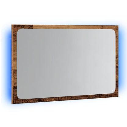 Bathroom Mirror with LED Light Old Wood 60x8.5x38 cm