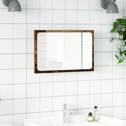 Bathroom Mirror with LED Light Old Wood 60x8.5x38 cm