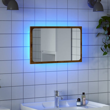 Bathroom Mirror with LED Light Artisan Oak 60x8.5x38 cm