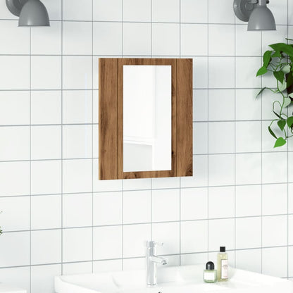 LED Bathroom Mirror Cabinet Artisan Oak 40x12x45 cm Engineered Wood