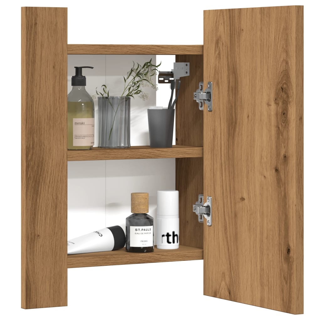 LED Bathroom Mirror Cabinet Artisan Oak 40x12x45 cm Engineered Wood