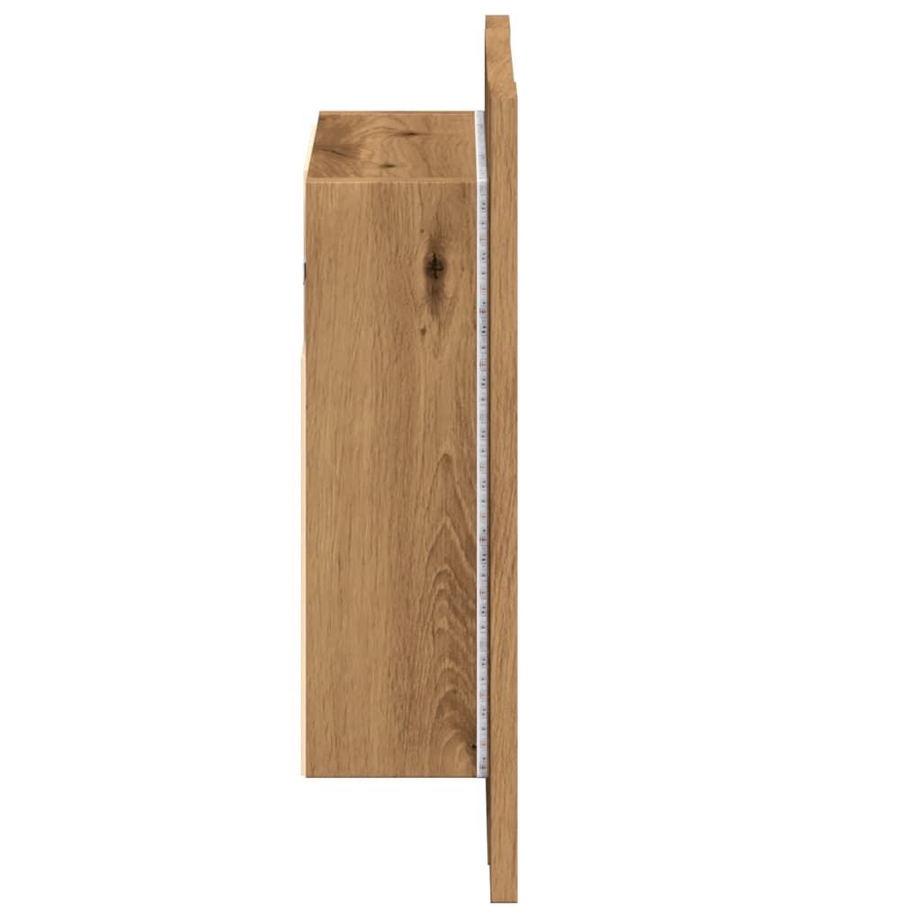 LED Bathroom Mirror Cabinet Artisan Oak 40x12x45 cm Engineered Wood