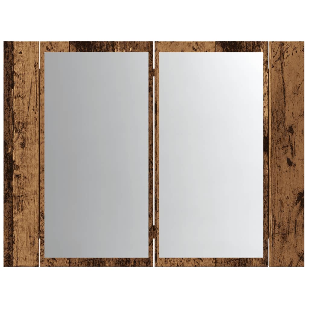 LED Mirror Cabinet Old Wood 60x12x45 cm Engineered Wood