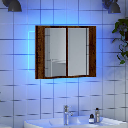 LED Mirror Cabinet Old Wood 60x12x45 cm Engineered Wood